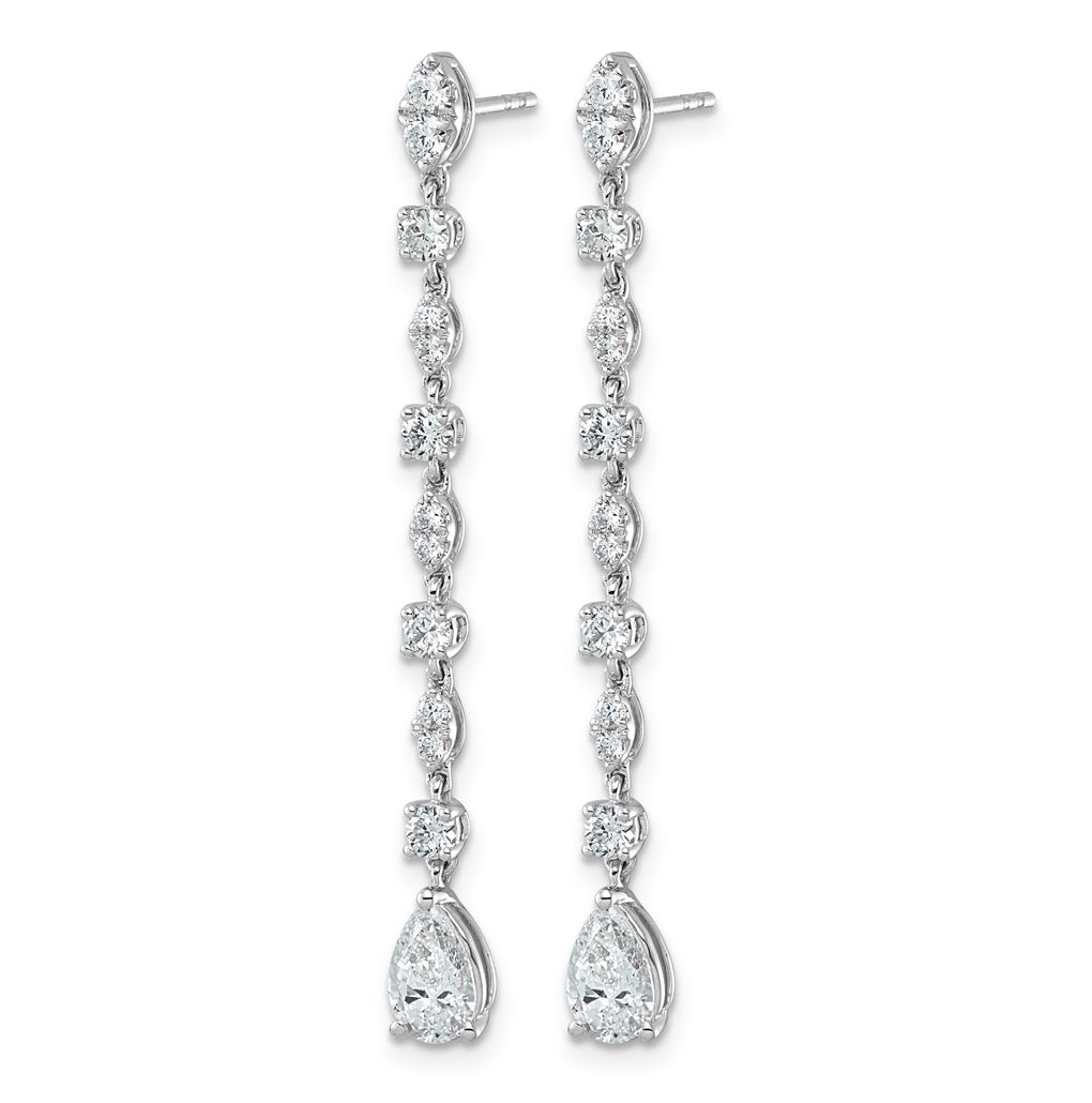 14K White Gold 2 ct Lab Grown Diamond VS+ F+ Post Multi Cut Complete Drop Earrings – Elegant Jewelry Gift for Birthday, Anniversary, Engagement, Wedding