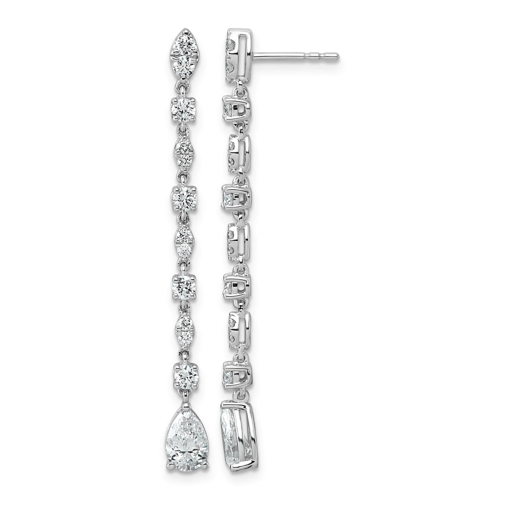 14K White Gold 2 ct Lab Grown Diamond VS+ F+ Post Multi Cut Complete Drop Earrings – Elegant Jewelry Gift for Birthday, Anniversary, Engagement, Wedding