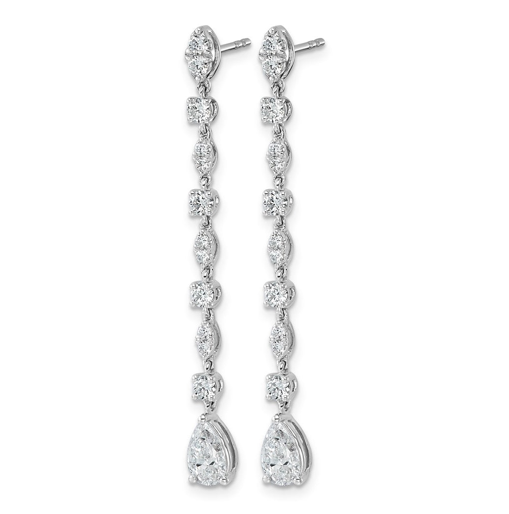 14K White Gold 2ct Lab Grown Diamond VS+ F+ Post Multi Cut Complete Drop Earrings – Elegant Jewelry Gift for Birthday, Anniversary, Engagement, Wedding