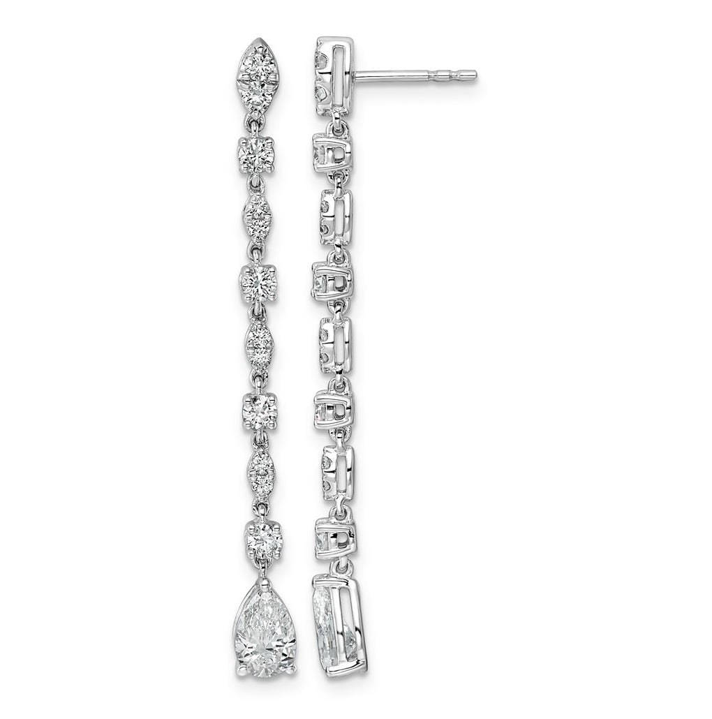 14K White Gold 2ct Lab Grown Diamond VS+ F+ Post Multi Cut Complete Drop Earrings – Elegant Jewelry Gift for Birthday, Anniversary, Engagement, Wedding