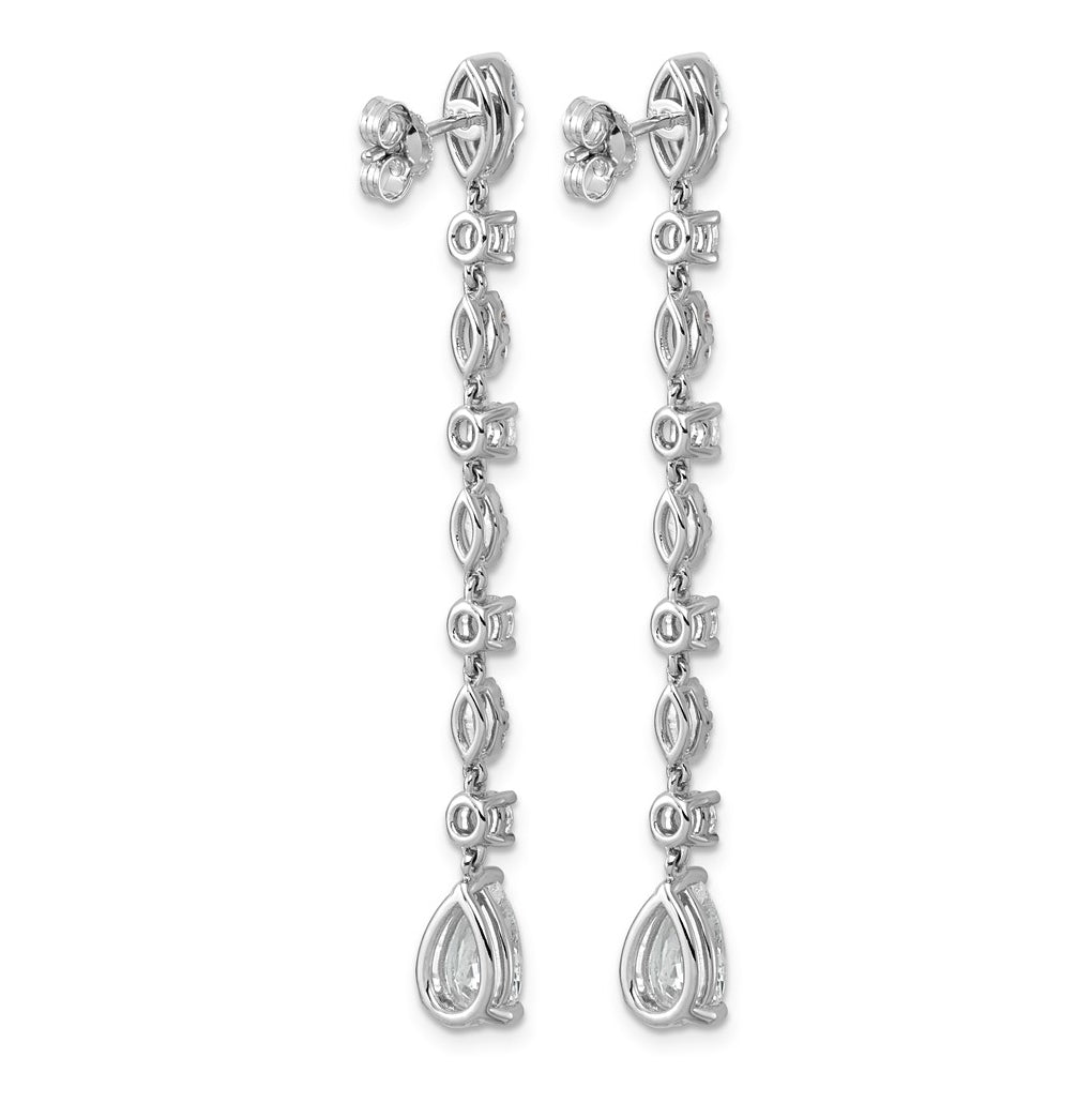 14K White Gold 3 1/2ct Cert Pear Center LabGrown Diamond VS+ F+ Post Comp Drop Earrings – Elegant Jewelry Gift for Birthday, Anniversary, Engagement, Wedding