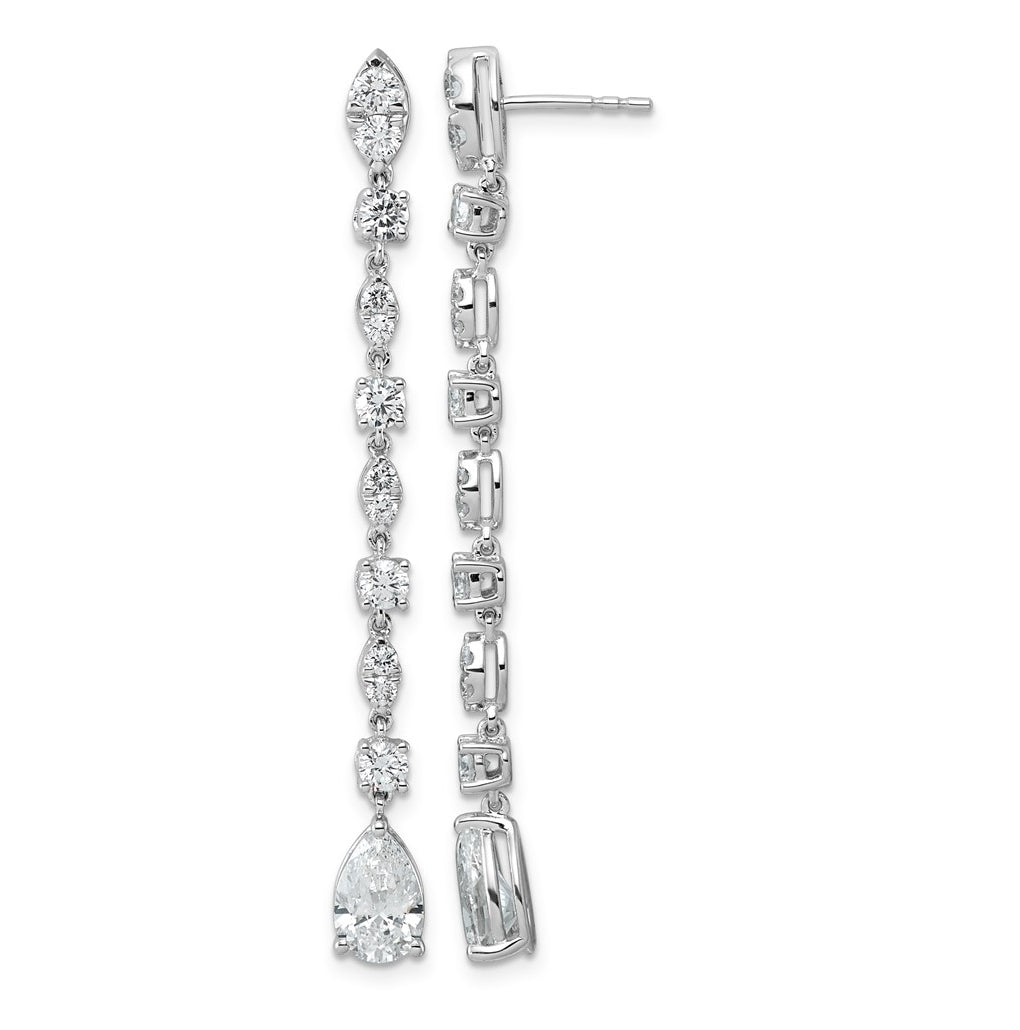 14K White Gold 3 1/2ct Cert Pear Center LabGrown Diamond VS+ F+ Post Comp Drop Earrings – Elegant Jewelry Gift for Birthday, Anniversary, Engagement, Wedding