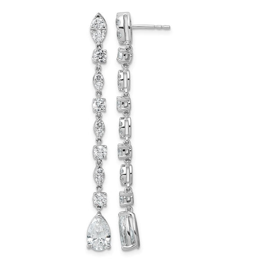14K White Gold 3 1/2ct Cert Pear Center LabGrown Diamond VS+ F+ Post Comp Drop Earrings – Elegant Jewelry Gift for Birthday, Anniversary, Engagement, Wedding