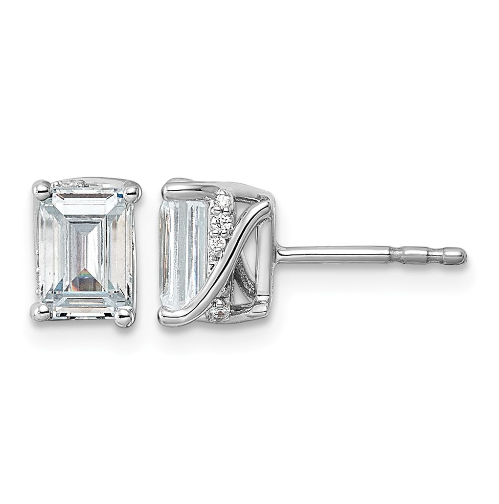 14K White Gold 2ct Emerald-cut Center Lab Grown Diamond VS+ F+ Complete Twist Earrings – Elegant Jewelry Gift for Birthday, Anniversary, Engagement, Wedding