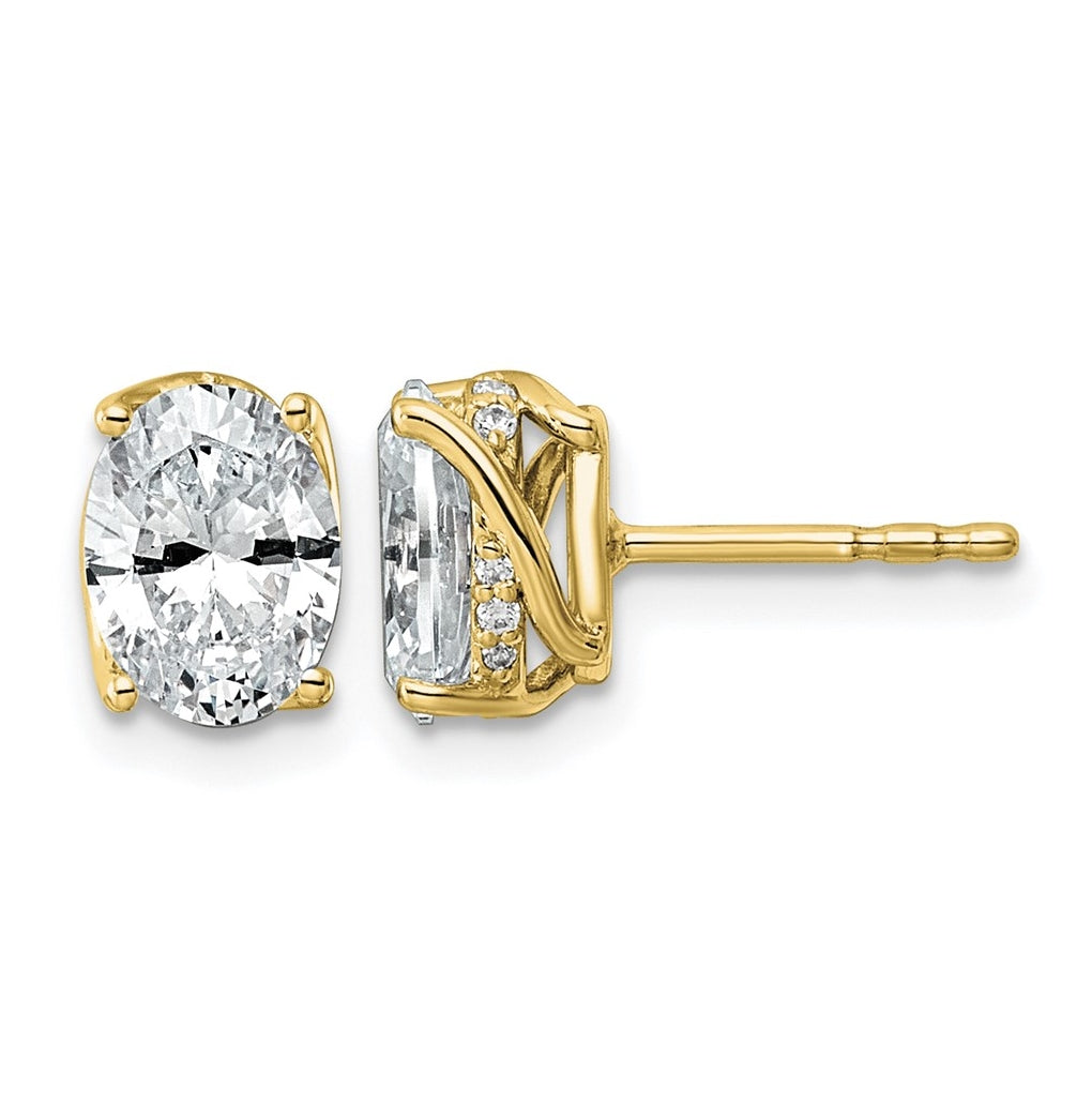 14K Yellow Gold 2ct Oval Center Lab Grown Diamond VS+ F+ Complete Twist Earrings – Elegant Jewelry Gift for Birthday, Anniversary, Engagement, Wedding