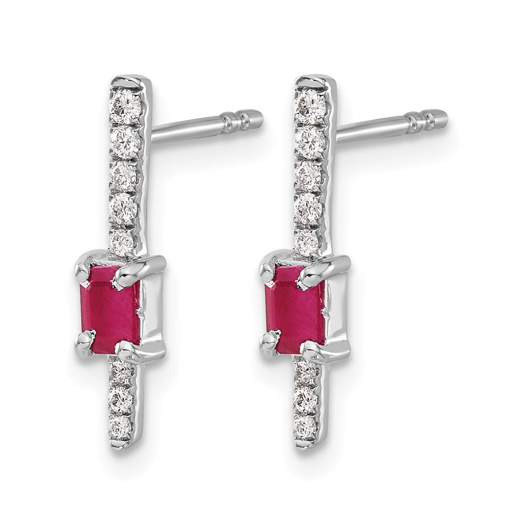 14k White Gold Diamond and Ruby Fancy Earrings – Elegant Jewelry Gift for Birthday, Anniversary, Engagement, Wedding