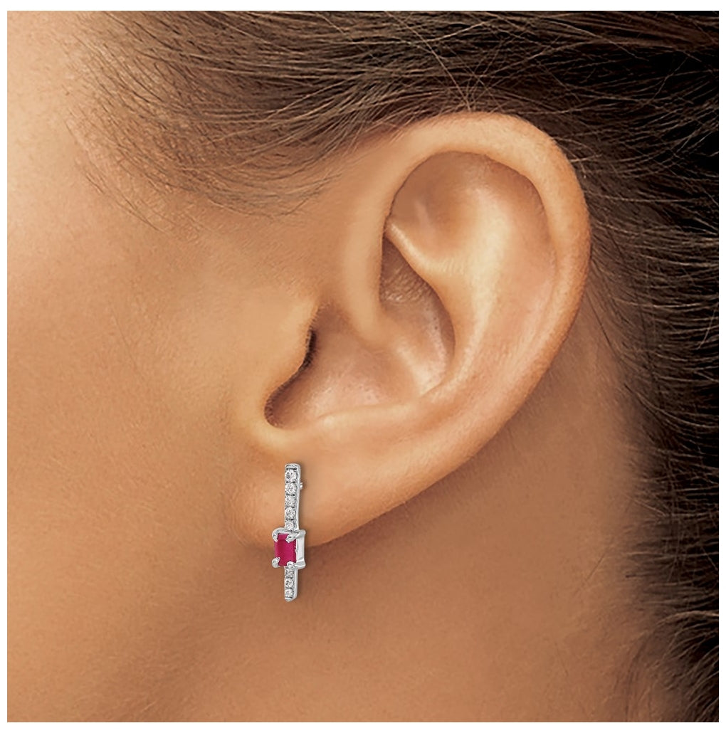 14k White Gold Diamond and Ruby Fancy Earrings – Elegant Jewelry Gift for Birthday, Anniversary, Engagement, Wedding