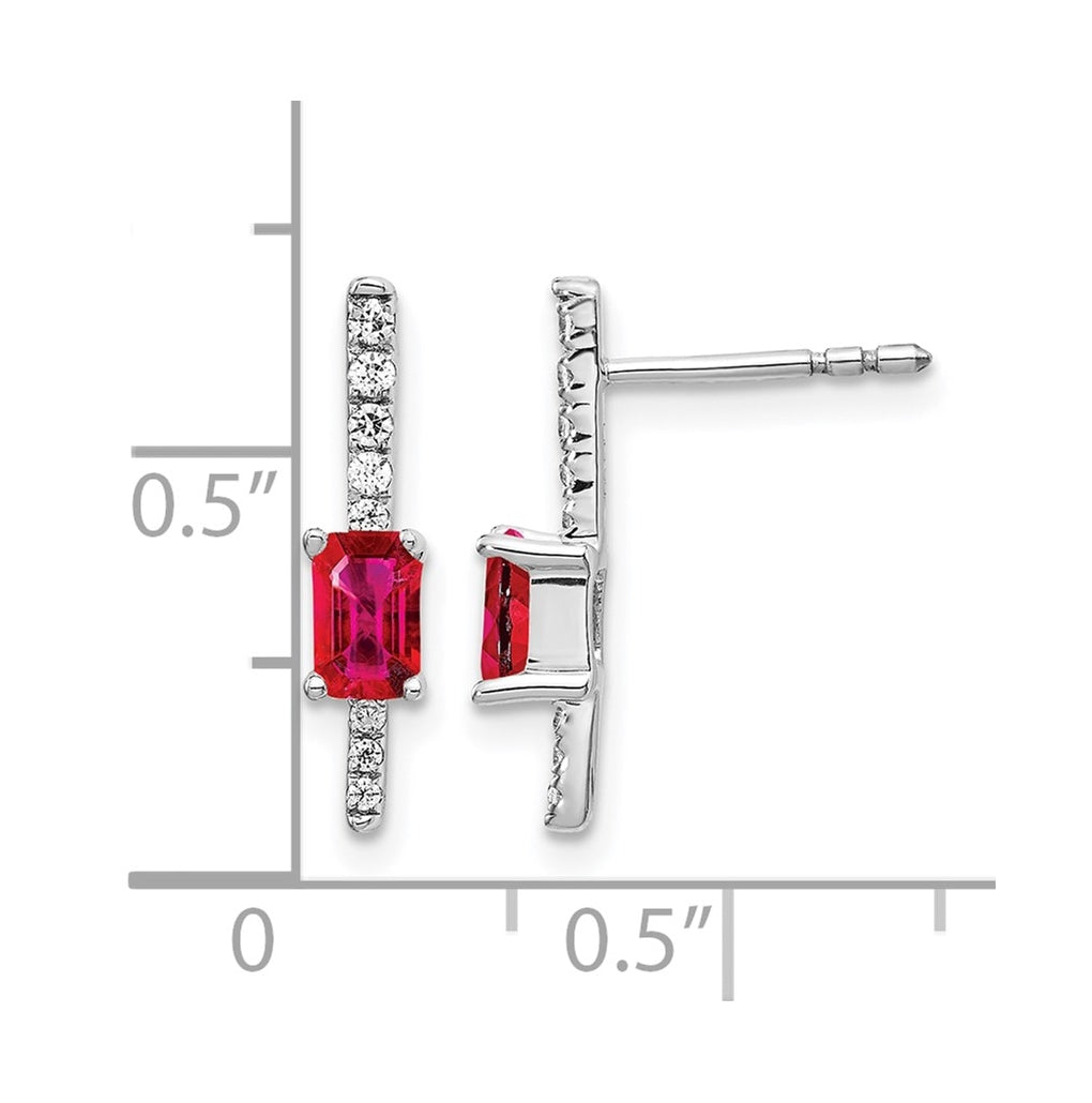 14k White Gold Diamond and Ruby Fancy Earrings – Elegant Jewelry Gift for Birthday, Anniversary, Engagement, Wedding