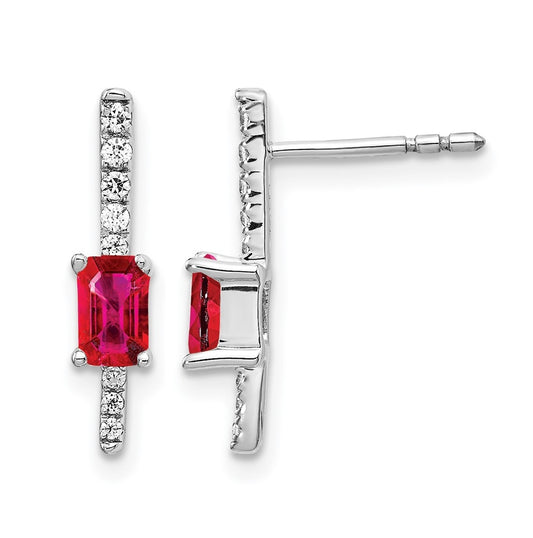 14k White Gold Diamond and Ruby Fancy Earrings – Elegant Jewelry Gift for Birthday, Anniversary, Engagement, Wedding