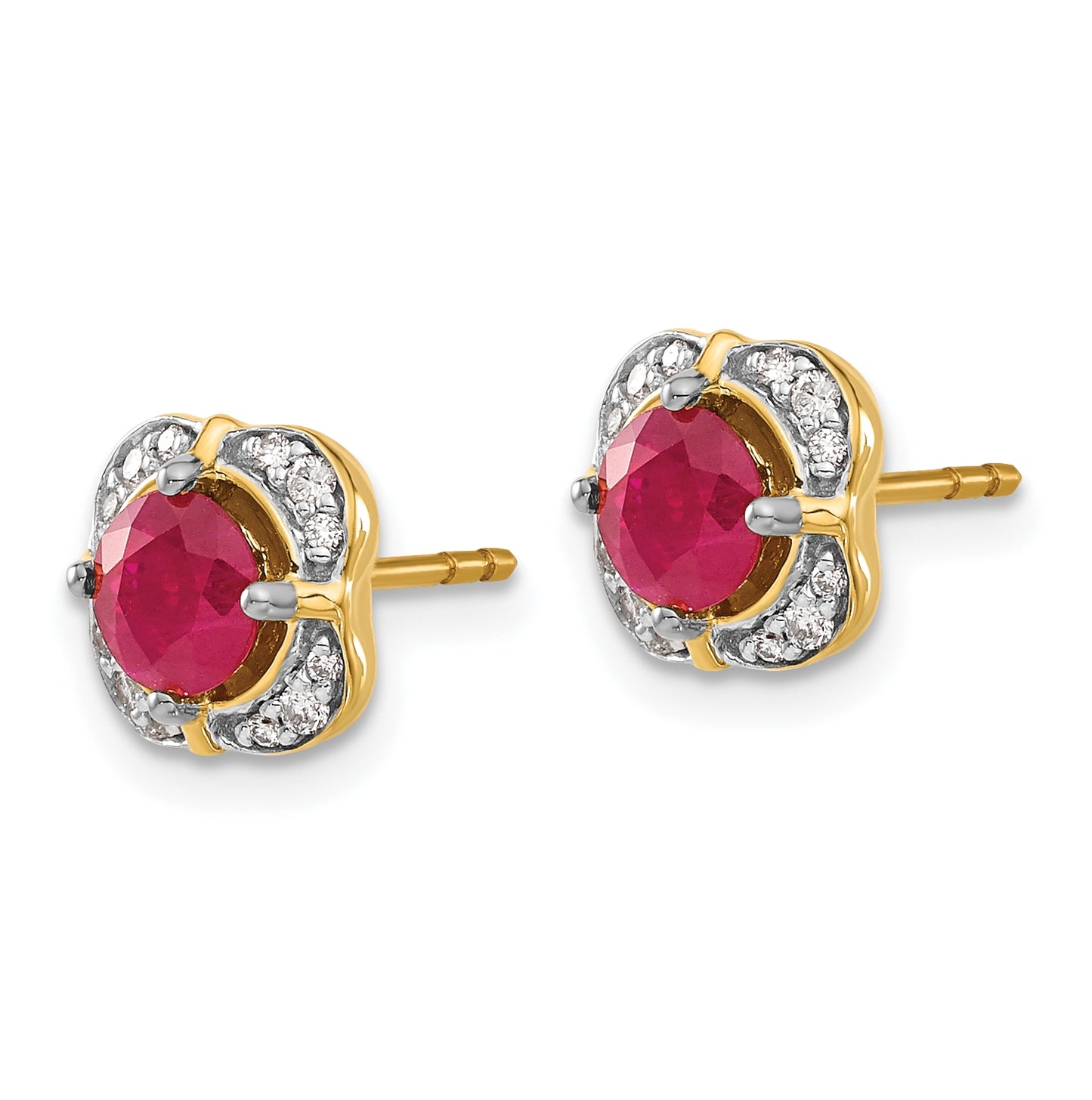 14K Yellow Gold Diamond/Ruby Fancy Earrings