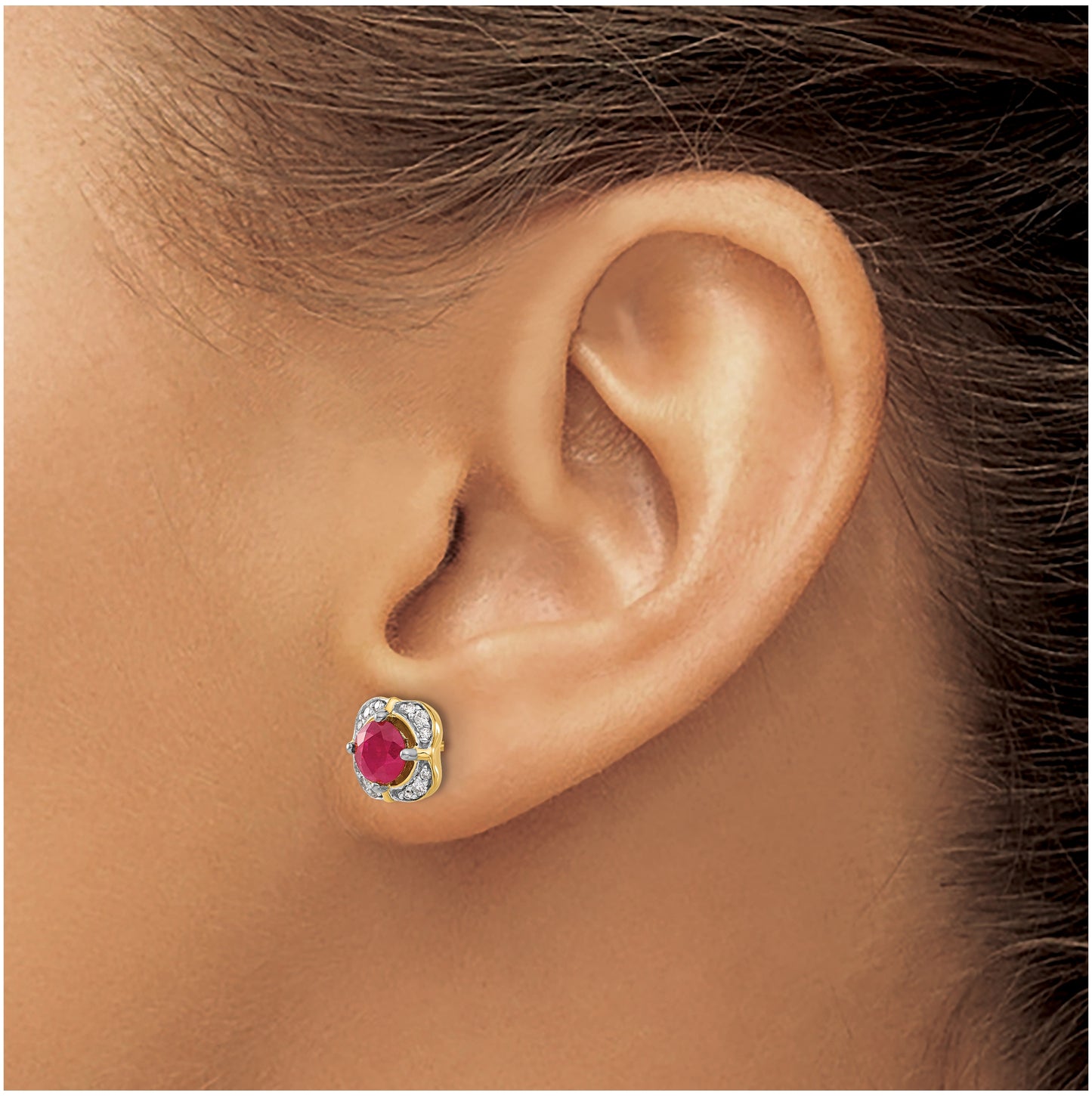 14K Yellow Gold Diamond/Ruby Fancy Earrings
