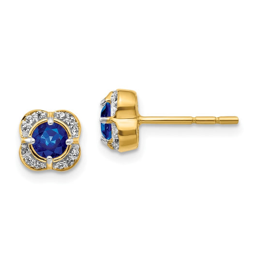 14K Yellow Gold Diamond and Sapphire Fancy Earring