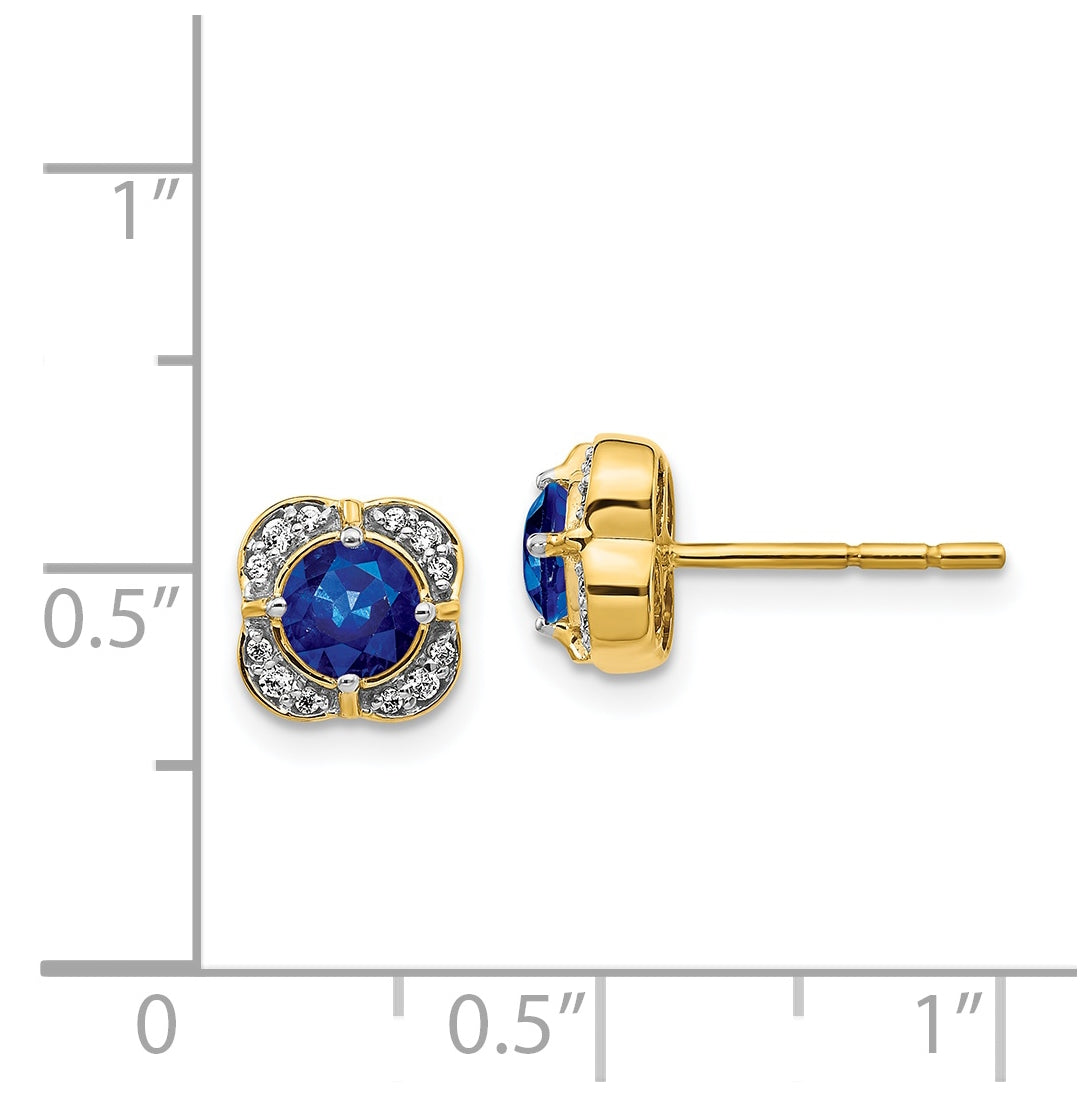 14K Yellow Gold Diamond & Sapphire Fancy Earring