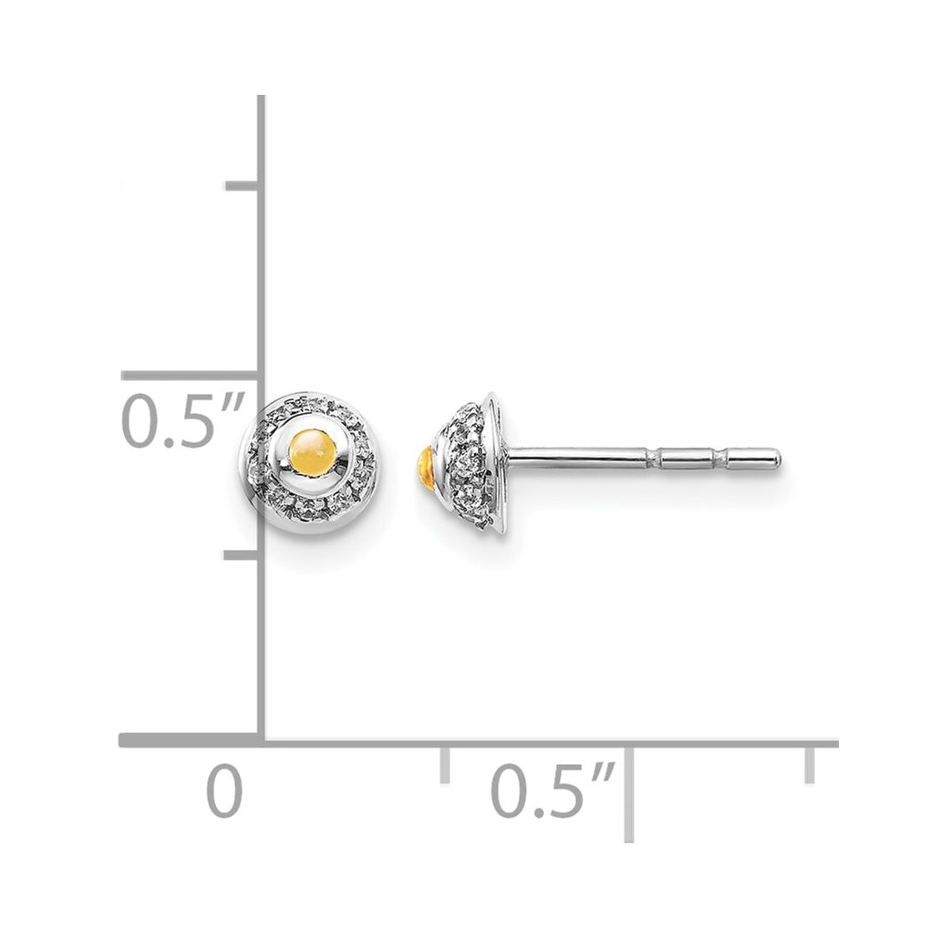 14k White Gold Diamond and Cabochon Earrings – Elegant Jewelry Gift for Birthday, Anniversary, Engagement, Wedding