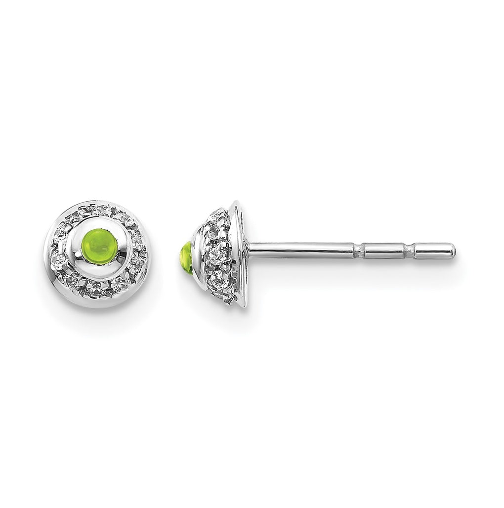 14k White Gold Diamond and Cabochon Earrings – Elegant Jewelry Gift for Birthday, Anniversary, Engagement, Wedding