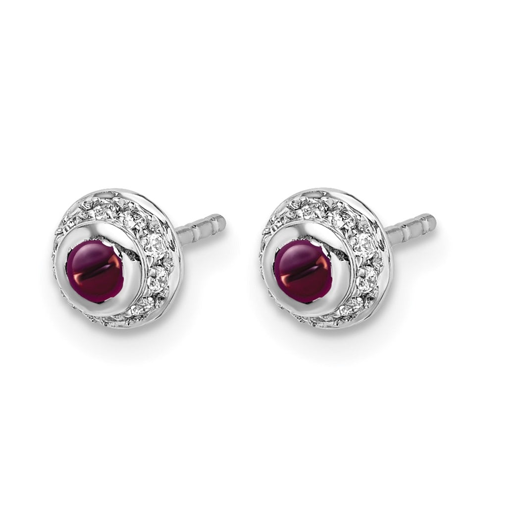 14k White Gold Diamond and Cabochon Earrings – Elegant Jewelry Gift for Birthday, Anniversary, Engagement, Wedding