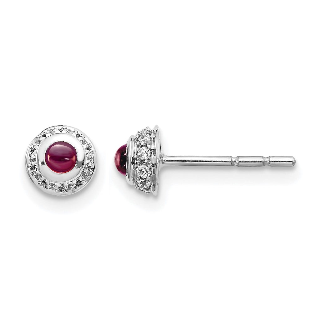 14k White Gold Diamond and Cabochon Earrings – Elegant Jewelry Gift for Birthday, Anniversary, Engagement, Wedding