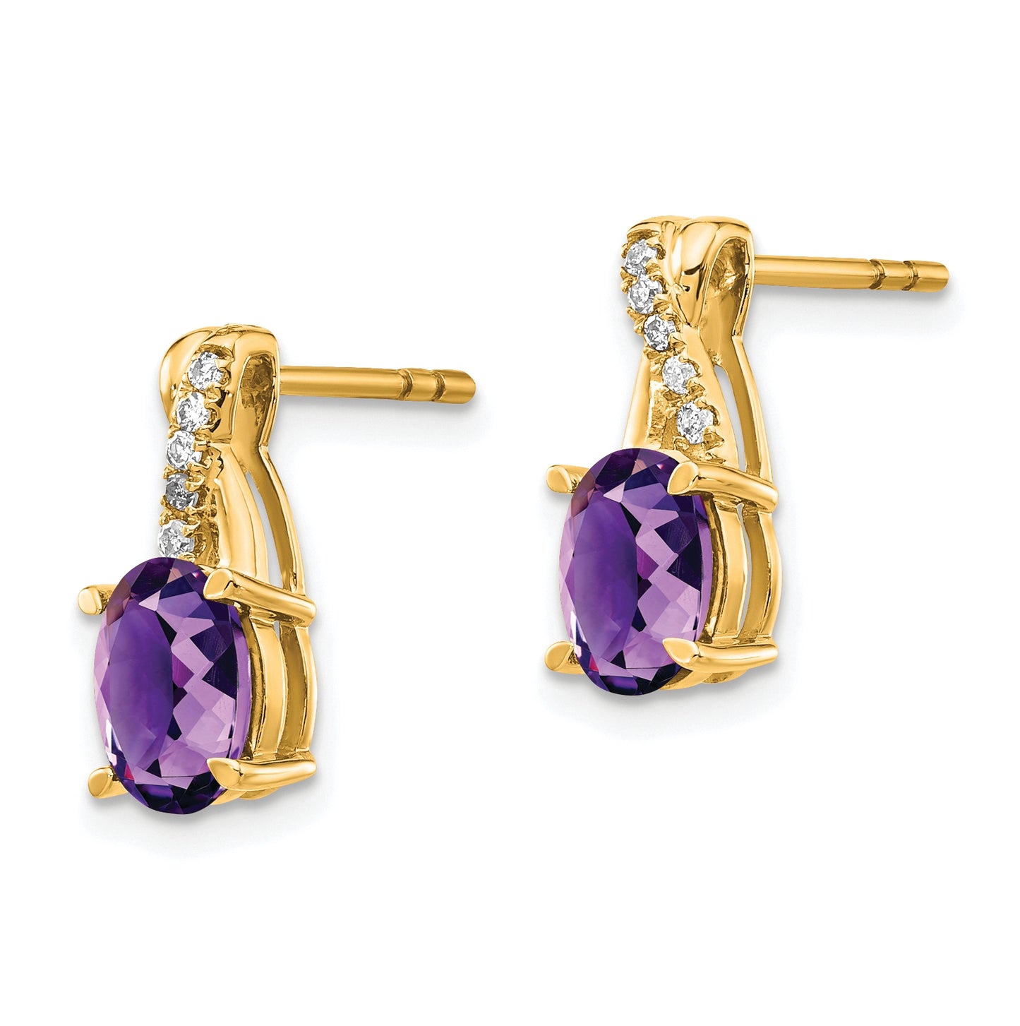 10K Yellow Gold Amethyst and Diamond Earrings