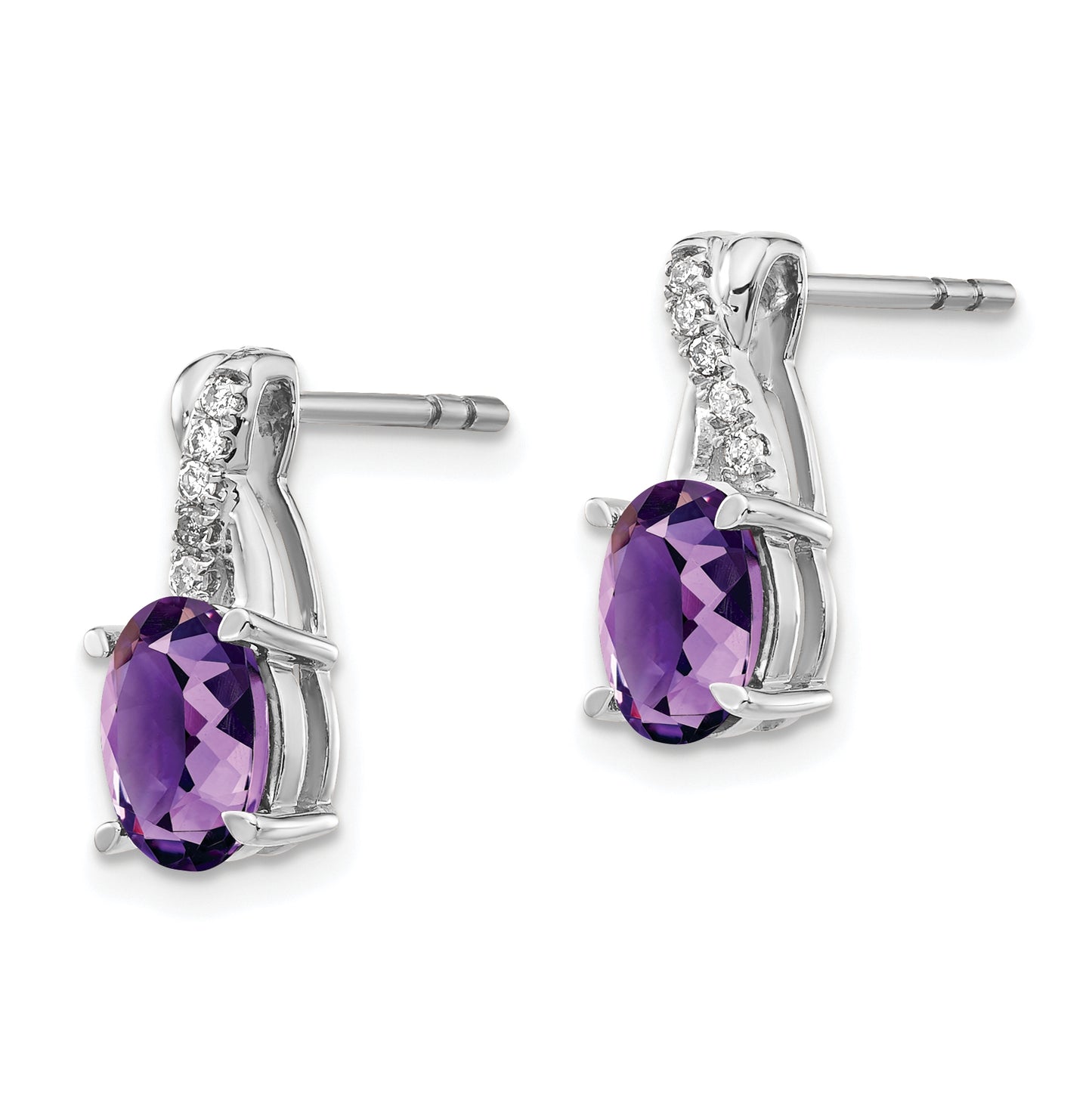14k White Gold Amethyst and Diamond Earrings