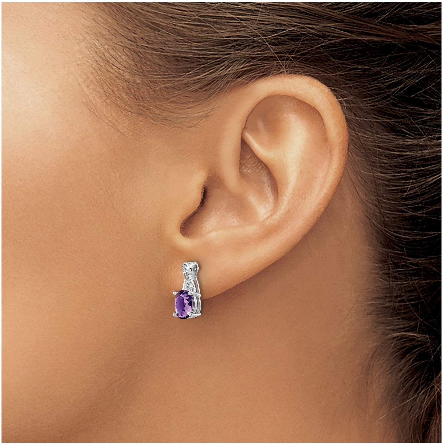 14k White Gold Amethyst and Diamond Earrings