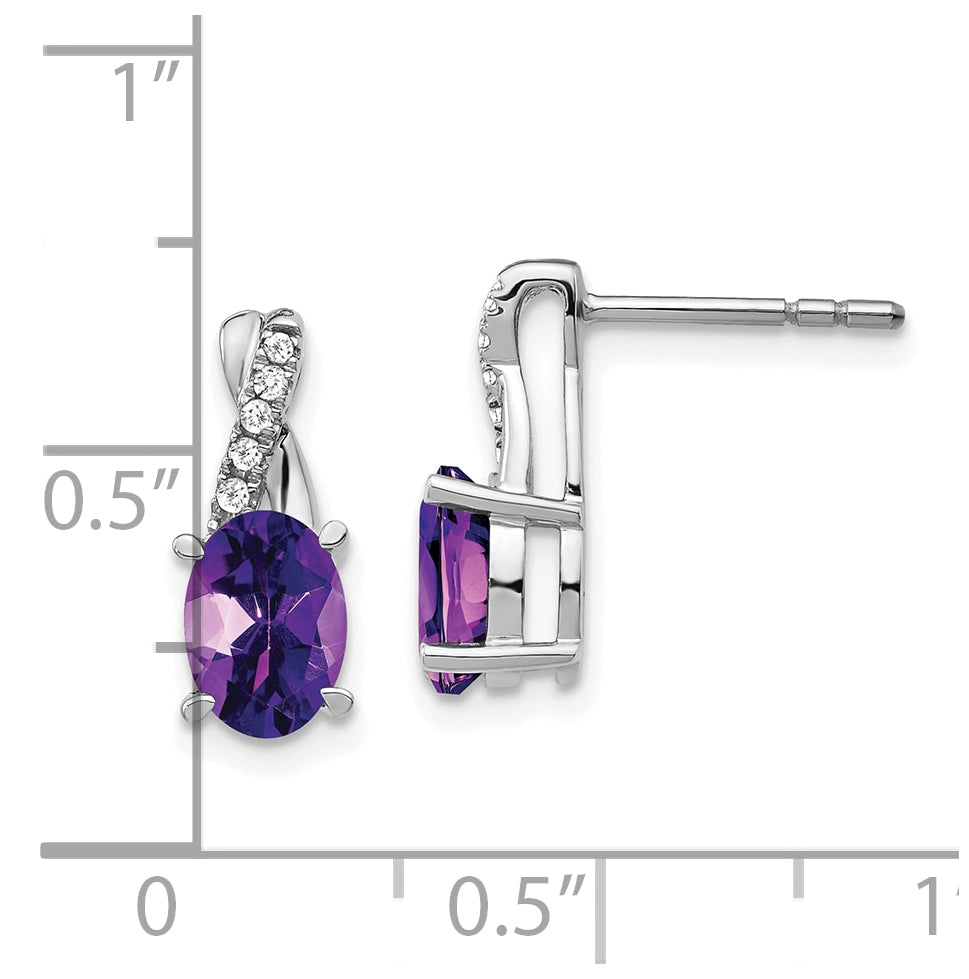 14k White Gold Amethyst and Diamond Earrings