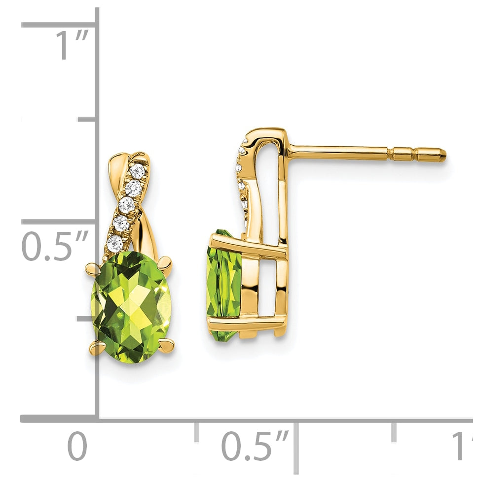 10K Yellow Gold Peridot and Diamond Earrings