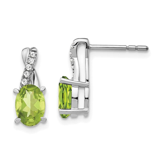 14k White Gold Peridot and Diamond Earrings