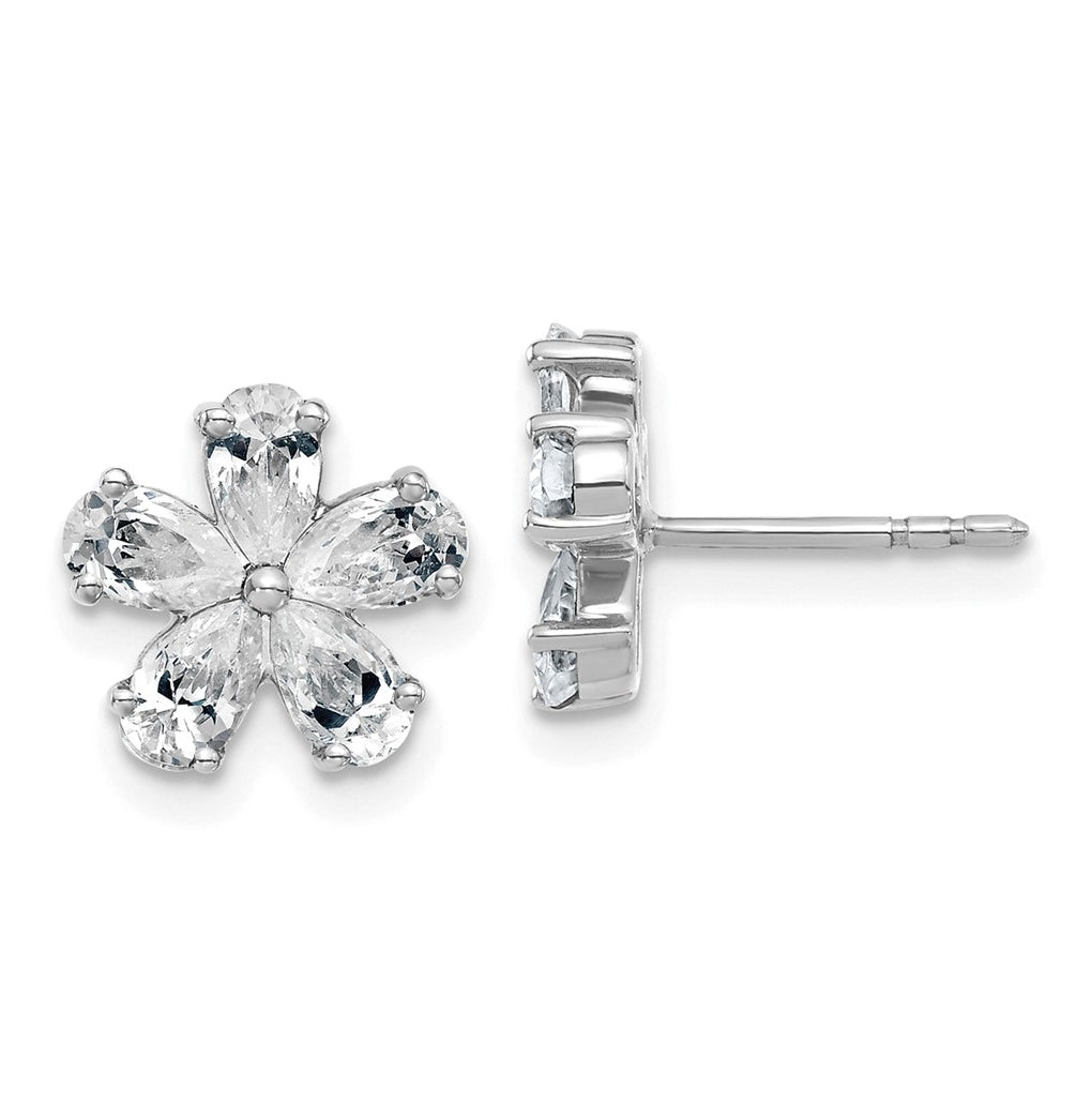 14k White Gold 1 3/4 carat Lab Grown Diamond VS+ F+ Complete Flower Post Earrings