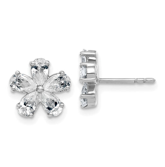 14k White Gold 1 3/4 carat Lab Grown Diamond VS+ F+ Complete Flower Post Earrings