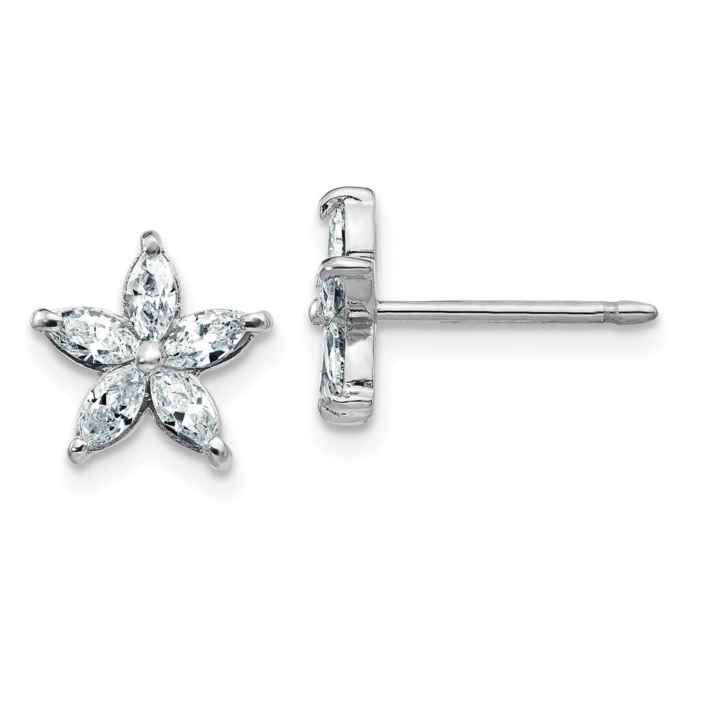 14k White Gold 5/8 carat Lab Grown Diamond VS+ F+ Complete Star Post Earrings