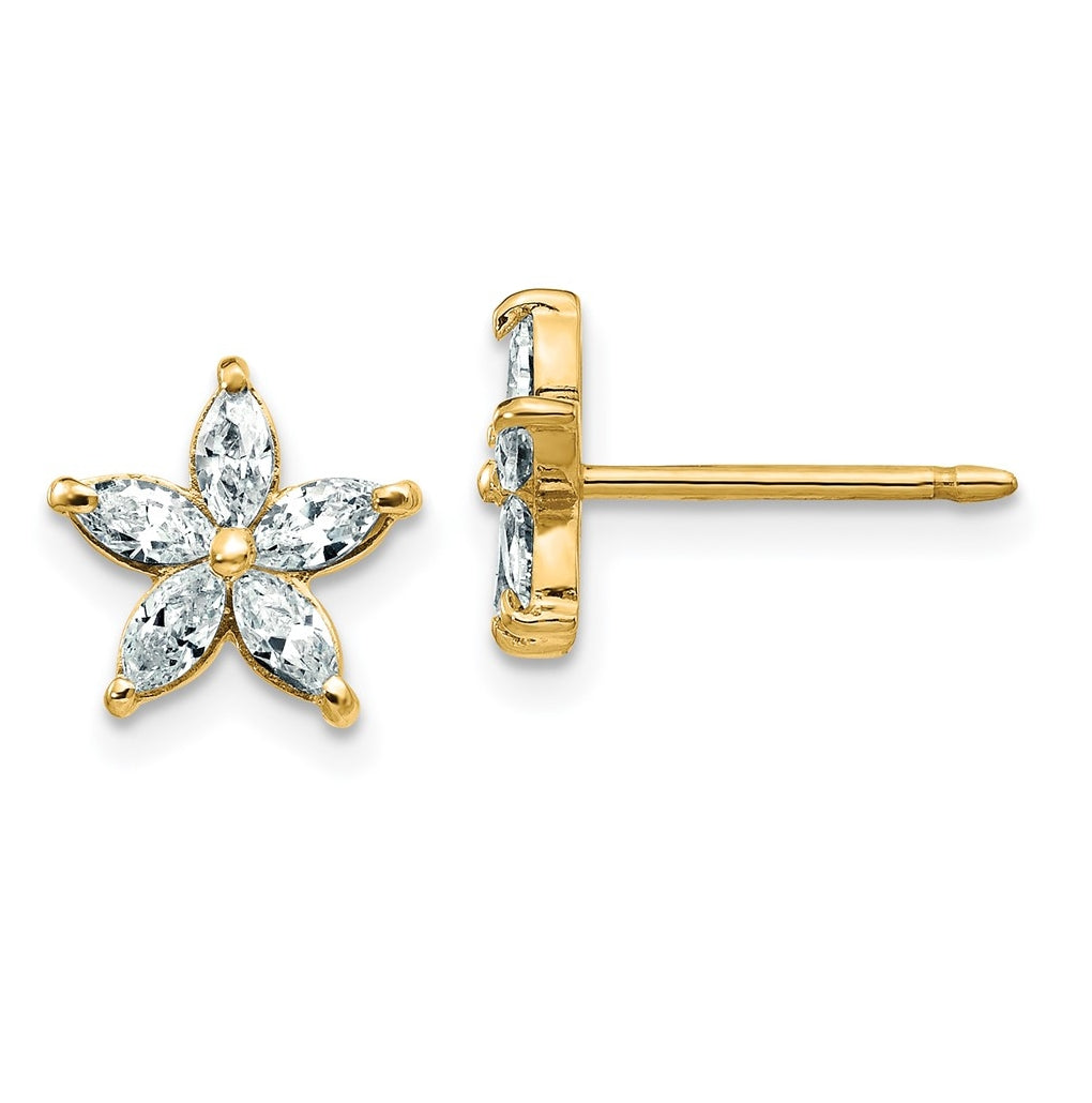 14k Yellow Gold 5/8 carat Lab Grown Diamond VS+ F+ Complete Star Post Earrings