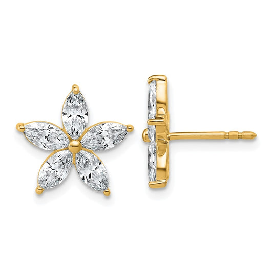 14k Yellow Gold 2 carat Lab Grown Diamond VS+ F+ Complete Star Post Earrings