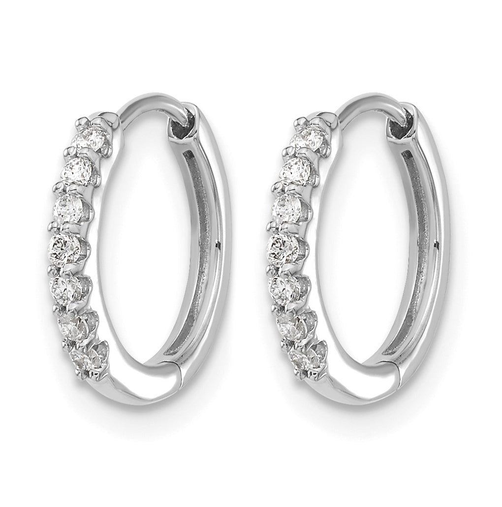 14k White Gold 1/8 carat Lab Grown Diamond VS/SI+ G+ Complete Hinged Hoop Earrings