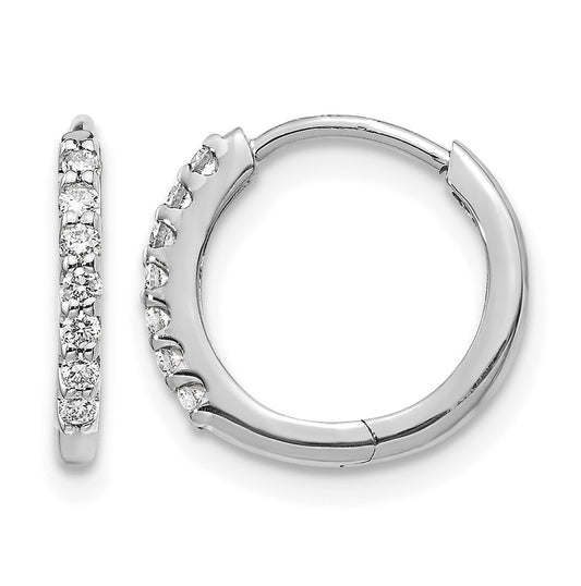 14k White Gold 1/8 carat Lab Grown Diamond VS/SI+ G+ Complete Hinged Hoop Earrings