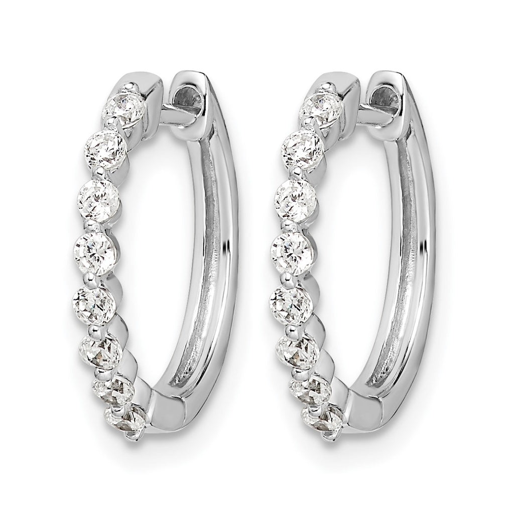 10k White Gold 1/3 carat Lab Grown Diamond VS/SI+ G+ Complete Hinged Hoop Earrings