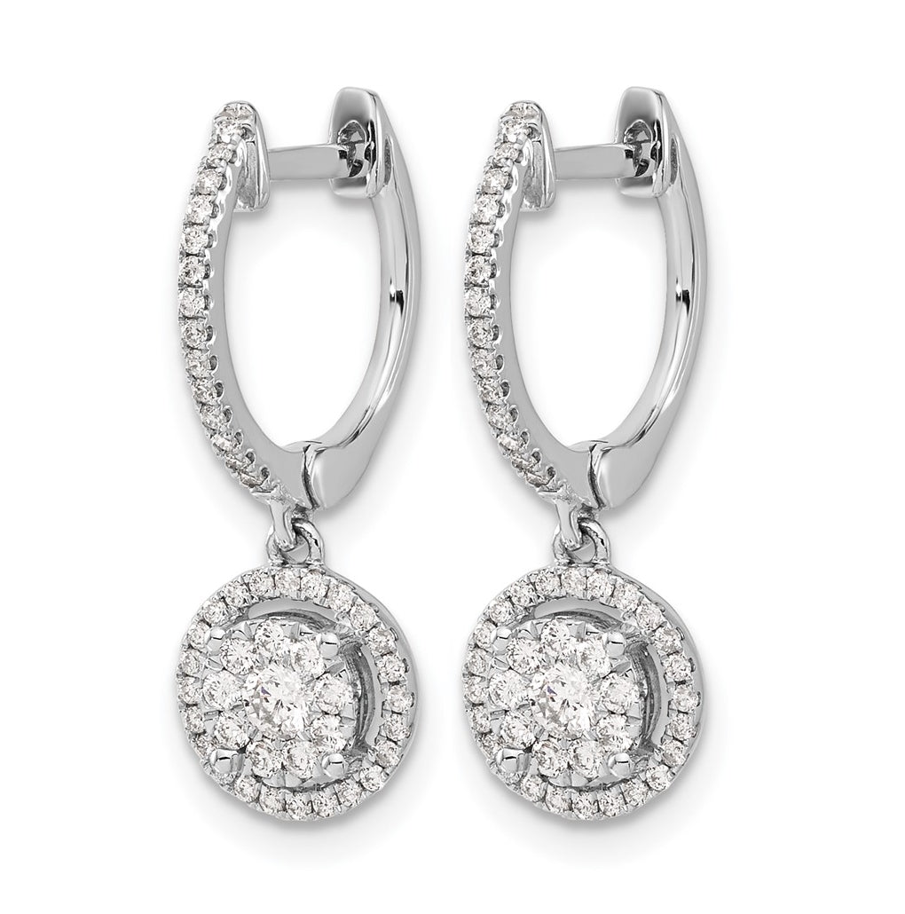 14k White Gold Diamond Hinged Hoop Earrings – Elegant Jewelry Gift for Birthday, Anniversary, Engagement, Wedding