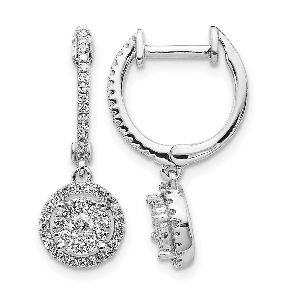 14k White Gold Diamond Hinged Hoop Earrings – Elegant Jewelry Gift for Birthday, Anniversary, Engagement, Wedding