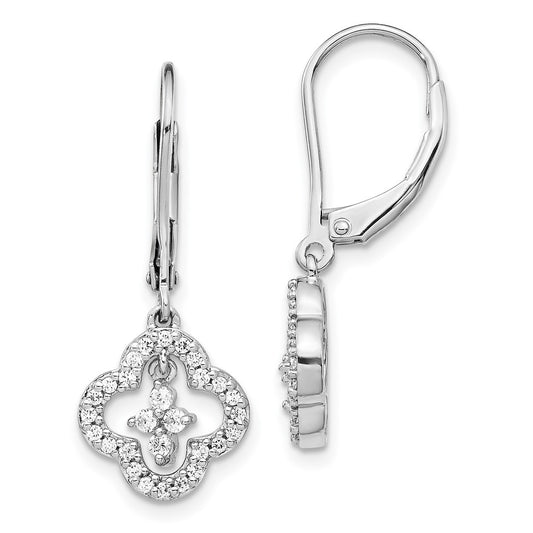 14k White Gold Diamond Leverback Earrings
