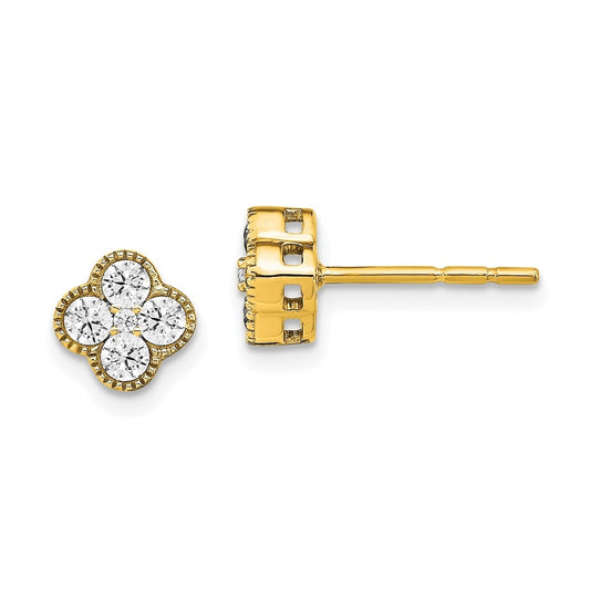 True Origin 14K Yellow Gold 1/2 carat Lab Grown Diamond VS/SI  D E F  Bloom Floral Post Earring