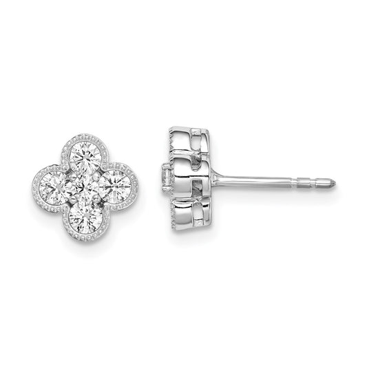 True Origin 14K White Gold 3/4 carat Lab Grown Diamond VS/SI  D E F  Bloom Floral Post Earring