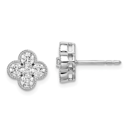 True Origin 14K White Gold 1 carat Lab Grown Diamond VS/SI  D E F  Bloom Floral Post Earring