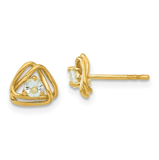 14K Yellow Gold Aquamarine Post Earrings