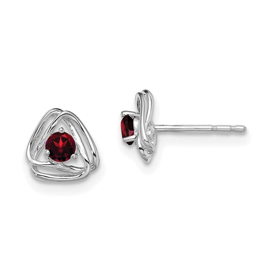14k White Gold Garnet Post Earrings