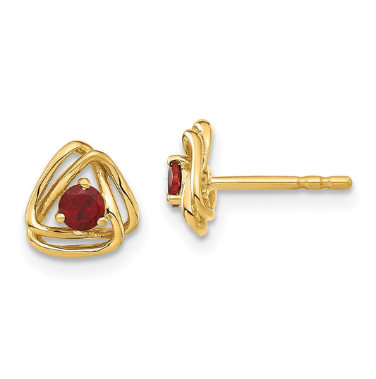 14K Yellow Gold Garnet Post Earrings