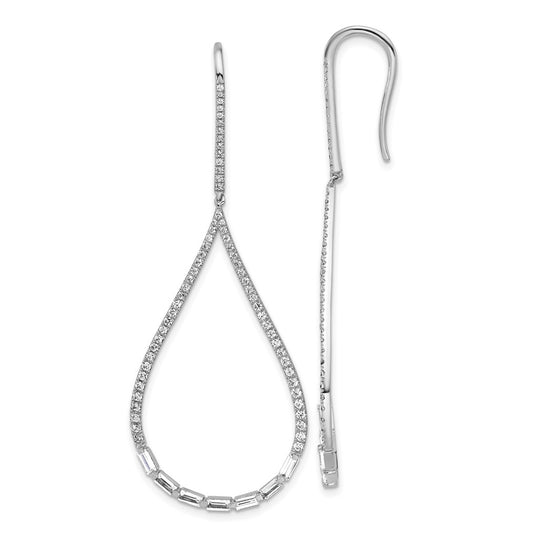 14k White Gold 1 3/4 carat Lab Grown Diamond VS+ F+ Complete Fashion Teardrop Drop Dangle Earrings