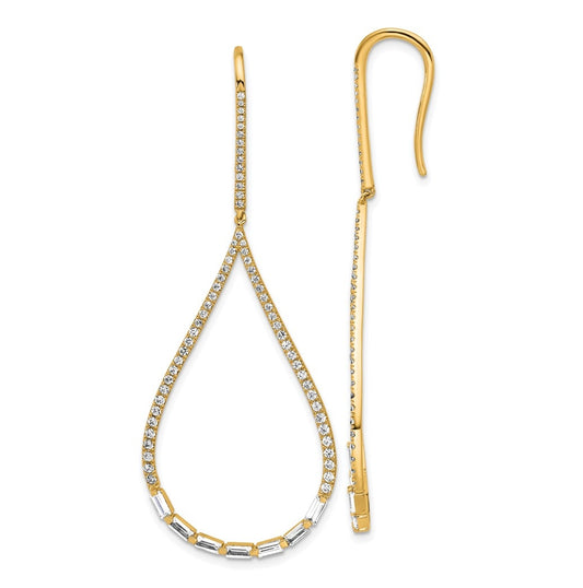 14k Yellow Gold 1 3/4 carat Lab Grown Diamond VS+ F+ Complete Fashion Teardrop Drop Dangle Earrings