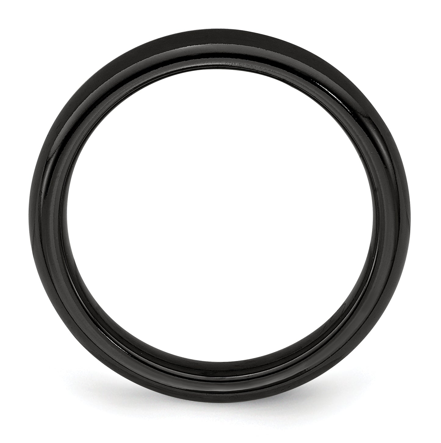 Edward Mirell Titanium Black Titanium Polished Domed 4mm Band, Size 6
