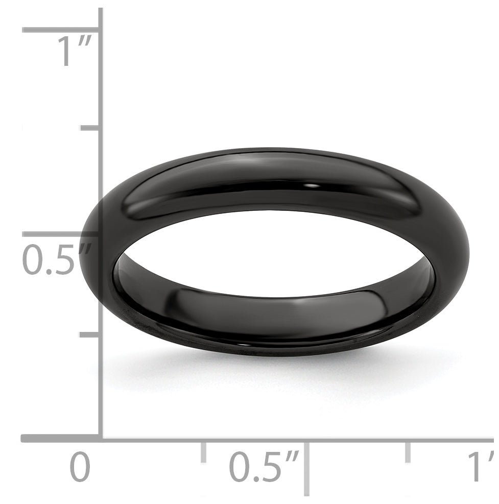 Edward Mirell Titanium Black Titanium Polished Domed 4mm Band, Size 6