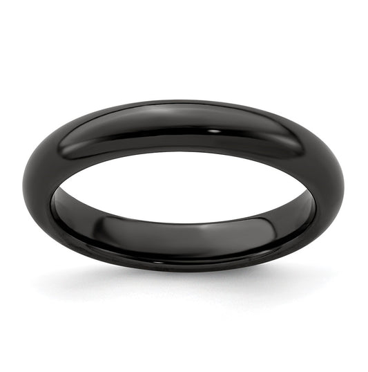 Edward Mirell Titanium Black Titanium Polished Domed 4mm Band, Size 11