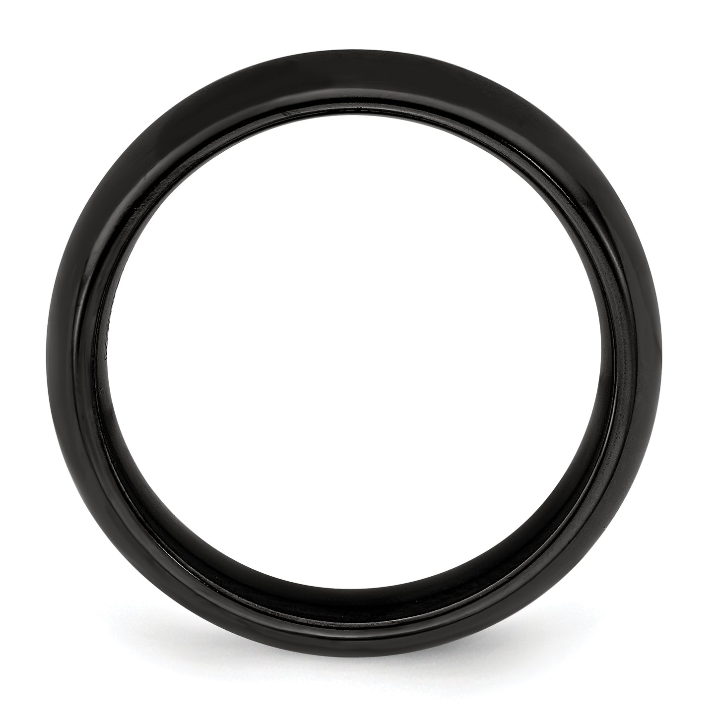Edward Mirell Titanium Black Titanium Polished Domed 6mm Band, Size 6